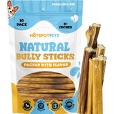 Hotspot Pets Bully Sticks 6-Inch Pack hero — premium beef chews for medium dogs supporting dental health.