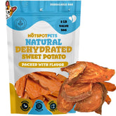 Hotspot Pets dehydrated sweet potato dog treats 2lb bag showing thick slices for training rewards.