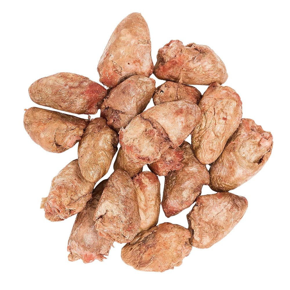 Hotspot Pets freeze-dried chicken hearts bag closeup for training rewards.