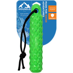HOUND2O rope bumper floating green toy helps visibility during water play.