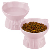 Hovico elevated cat bowls pink 2-pack for easier feeding and improved posture.
