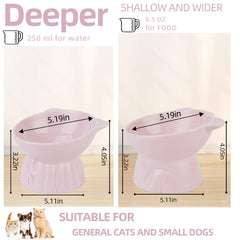 Hovico pink tilted 15-degree bowls reduce neck strain during meals.