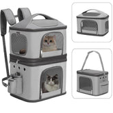 HOVONO detachable double pet carrier backpack exterior view for two-pet travel.