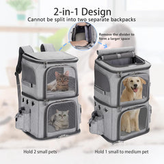 HOVONO removable divider converts two compartments into one larger space for a single pet.