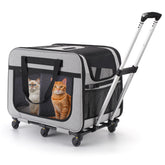 HOVONO Extra Large Pet Carrier front wheels provide smooth, stable travel for two pets.