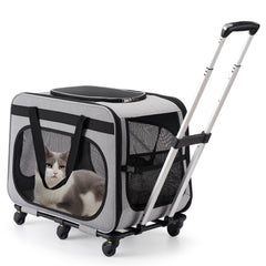 HOVONO extra-large pet carrier with wheels offers stable mobility for multi-pet trips.