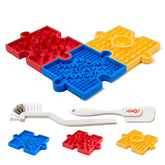 HOWGO puzzle slow feeder lick mat blue with 38-suction cups steadies meals while slowing eating