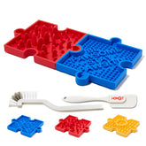 HOWGO puzzle slow-feeder lick mat blue close-up promotes longer licking engagement