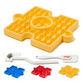 HowGo puzzle slow feeder lick mat yellow suction cups securely grip surface for mess-free feeding