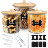 HOYTAMDAR 3-pack dog food storage with bamboo lids keeps treats organized and fresh.