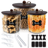 HOYTAMDAR 3-pack dog food storage containers with wood lids keep kibble fresh.