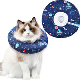 Hpetppy cat cone collar front view with soft waterproof fabric and plush inner padding