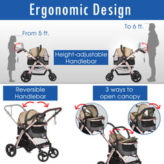 HPZ Pet Rover Prime reversible handlebar adjusts for comfortable strolling