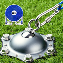 HQQNUO dog tie-out stake assembly showing rugged build for secure yard setup and easy use