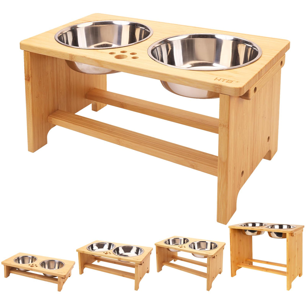 HTB elevated dog bowls stand assembly demonstrates quick setup and sturdy frame