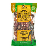 Hubert Pet Triple Flavored Rawhide Kabobs close-up showing layered chicken, duck, and pork meats for chewing