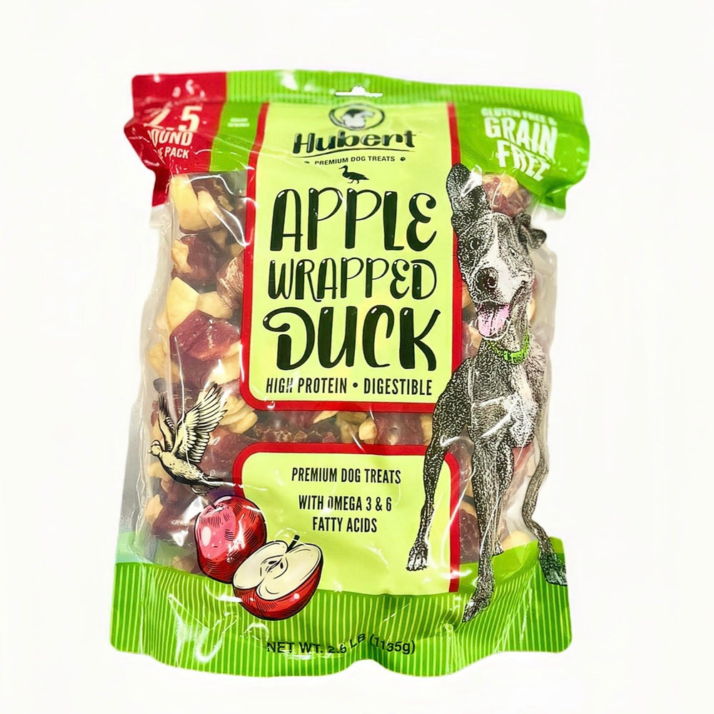 Hubert Premium Duck Wrapped Apple Bites pack – value bag for training rewards and easy portioning
