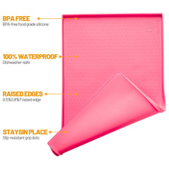 Hubulk dishwasher-safe dog feeding mat pink keeps bowls steady during meals.