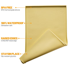 Hubulk dog feeding mat in yellow, dishwasher-safe for quick cleanup