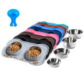 Hubulk stainless steel dog bowls in gray offer tidy meals.