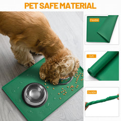 Hubulk Dog Feeding Mat 1inch-raised-edge contains spills during feeding.