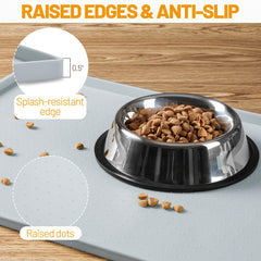 Hubulk dog feeding mat anti-slip bottom keeps bowls steady during meals.