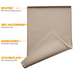 Hubulk dog feeding mat raised edge closeup with 1.0-inch lip containing mess