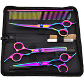 Hucholite professional barber scissors kit 7-inch curved blade ready for precise detailing