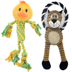 HUGEME rope dog toy body shows sturdy rope construction for longer-lasting chewing sessions.