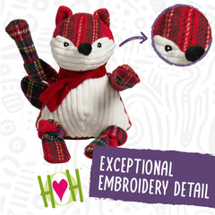 HuggleHounds Knottie Fox Tartan Tidings Large soft plush fabric ideal for cozy snuggles