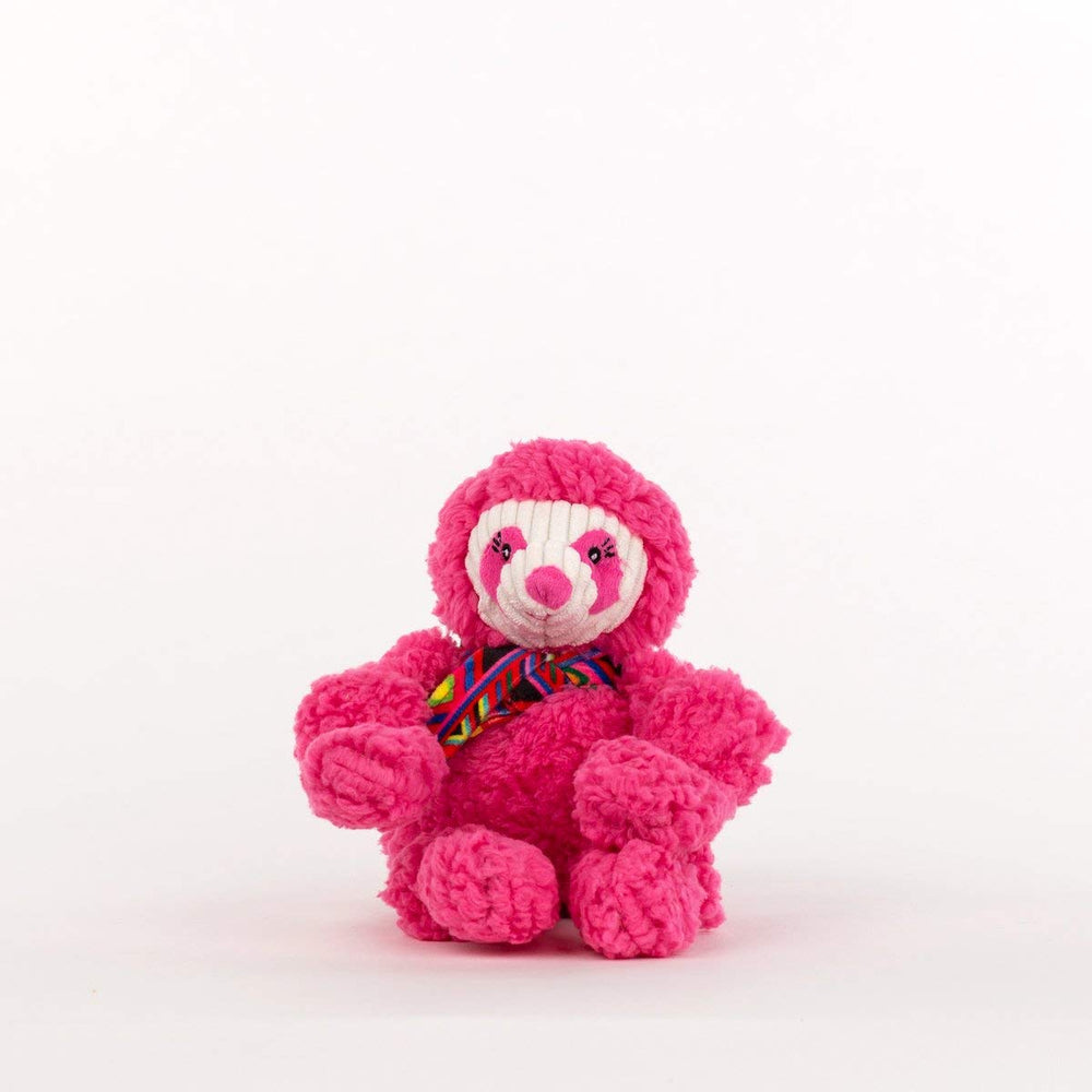 HuggleHounds Knottie Seb Sloth toy front view with soft plush for cozy play