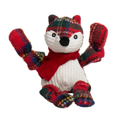 HuggleHounds Knottie Tartan Tidings Fox close-up highlights soft plush for cuddly play