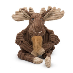 HuggleHounds Manny Moose Knottie plush toy, cozy cuddle companion for dogs.