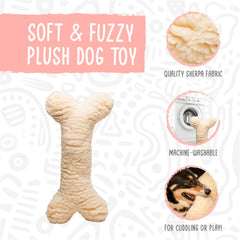 HuggleHounds plush bone toy fleece texture highlights soft, durable fleece for cuddling