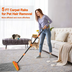 HUICOCY pet hair remover with a 5ft handle for easy cleaning without bending