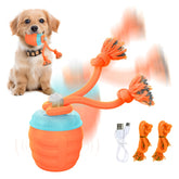 Huimpet Interactive Dog Ball orange side view for small dogs—engaging playtime on the go
