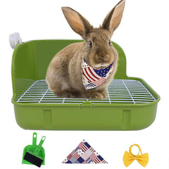 Humorous.P small animal toilet tray front view with guardrails to reduce spills.