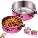 HUNIGIR crate bowls mounted hot pink for spill-free feeding