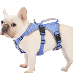 Huntboo Escape Proof Dog Harness front view demonstrates secure, adjustable fit for everyday walks.