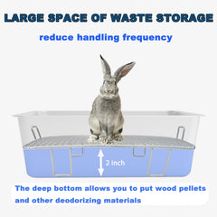 HUQIZOO stainless steel rabbit litter box deep waste storage for easy maintenance.