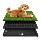 HURENTEK dog grass pad with tray top view shows quick cleanup and odor reduction potential.
