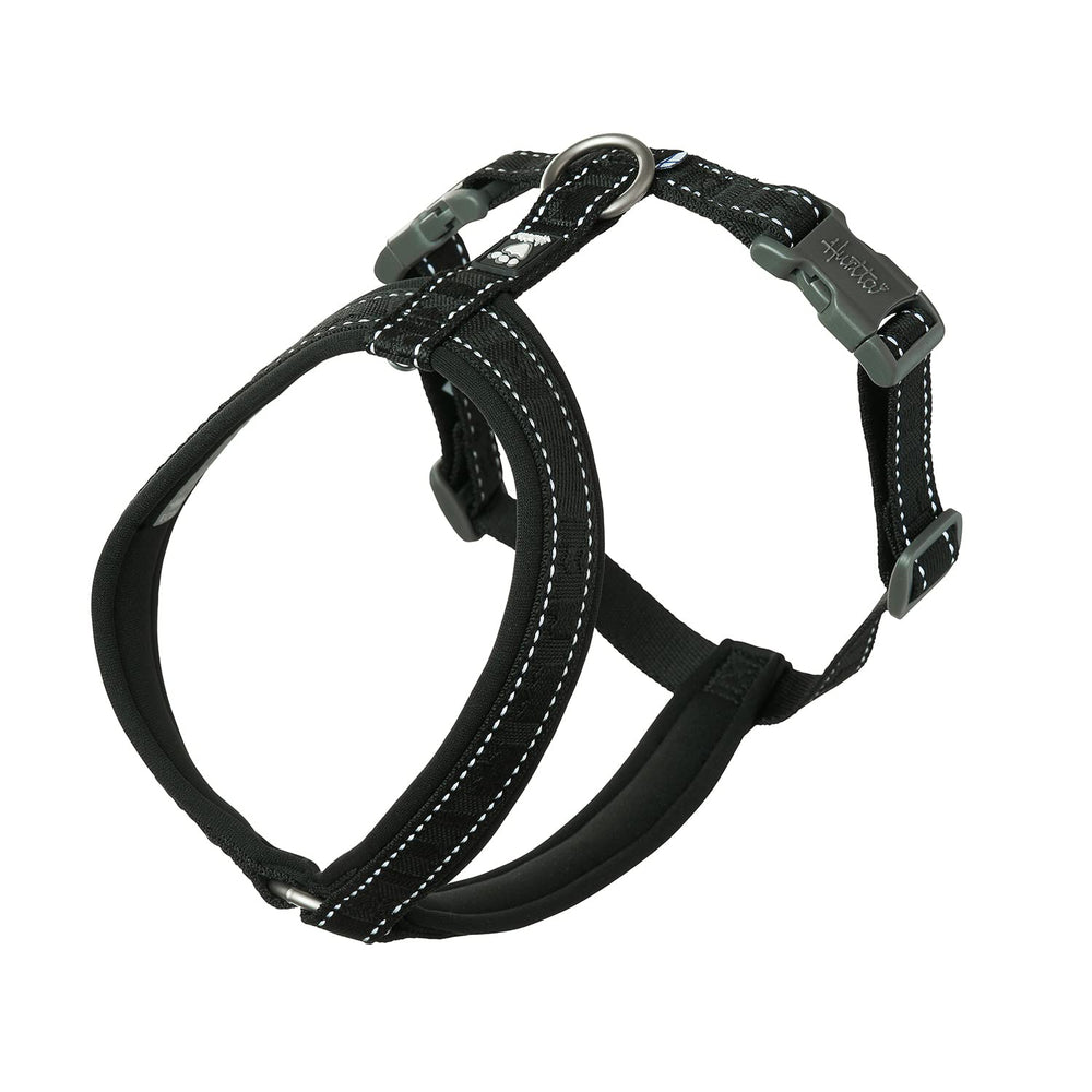 Hurtta Casual ECO Y-Harness Raven front view shows durable, eco-friendly daily-walk design.
