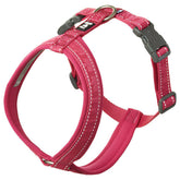 Hurtta Casual Y-Harness Ruby front view with 3M reflectors for safer night walks.