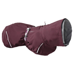 Hurtta Mudventure ECO dog coat eggplant front view offers rain protection and cleanliness