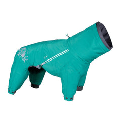 Hurtta Mudventure ECO Overall Peacock reflective prints for safer early-evening walks