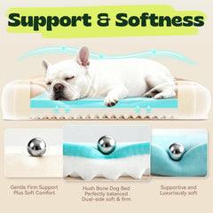 Hush Bone memory foam dog bed cooling gel layer promotes cooler naps