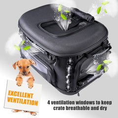 Hutexico dog carrier open design demonstrates easy loading for small pets.