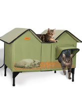 HXPLN heated cat house outdoor winter shelter showing cozy warmth for multiple cats.