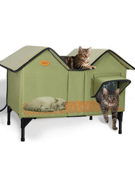 HXPLN heated cat house outdoor winter shelter showing cozy warmth for multiple cats.