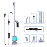 hygger 360gph aquarium gravel cleaner angled view shows extended reach for corners